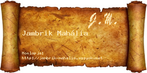 Jambrik Mahália névjegykártya